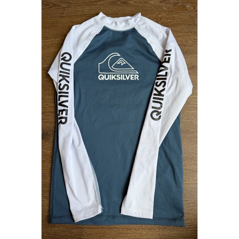 Quiksilver Boys Long Sleeve Logo Rash Guard Swim Top Spf Size L